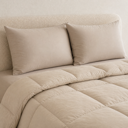 Zelesta Comfort Unie Taies d'Oreiller - Set de 2 - Sable Chaud