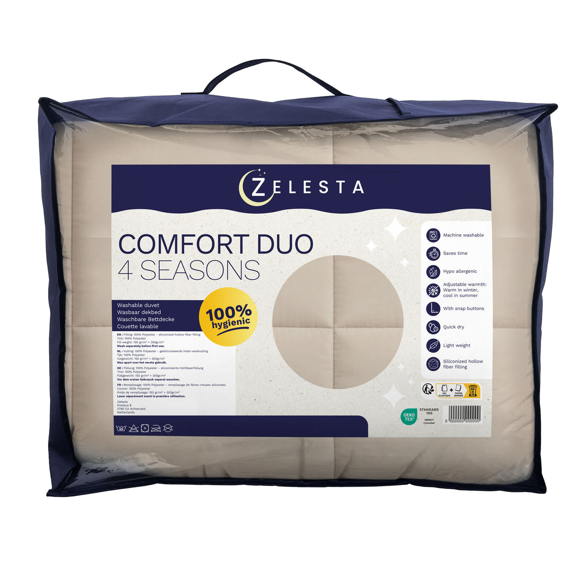 Zelesta Comfort Duo 4-Jahreszeiten Bettdecke - Beige & Taupe