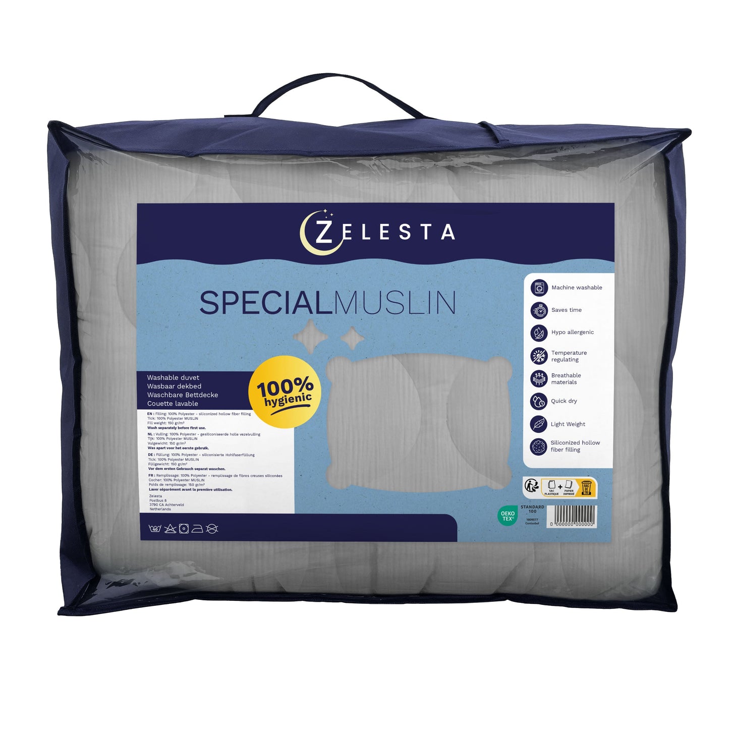 Couette d'été spéciale en mousseline Zelesta - Gris clair