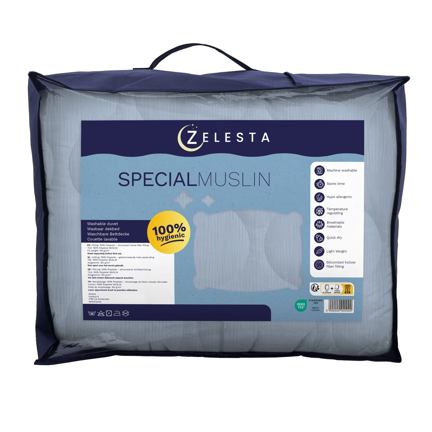 Couette d'été spéciale en mousseline Zelesta - Bleu glace clair
