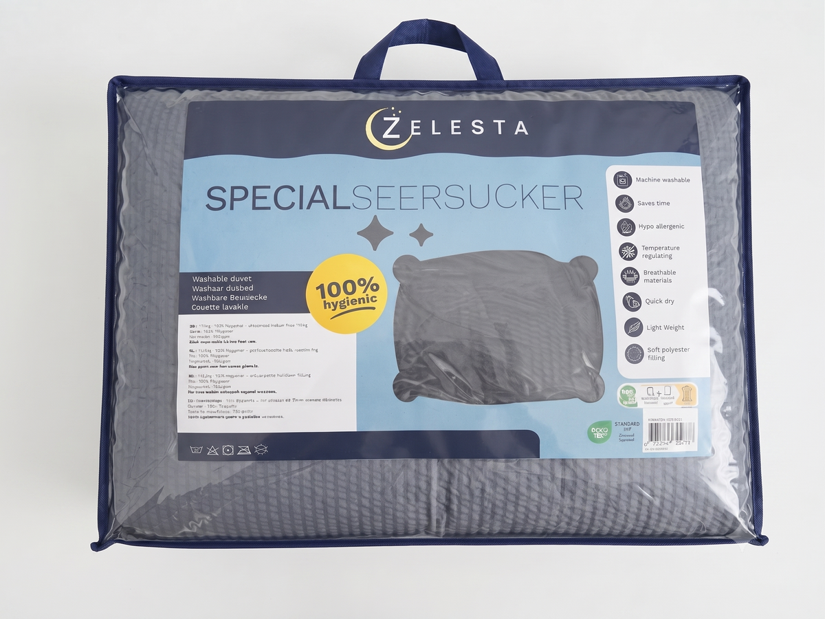 Zelesta Comfort Structure Seersucker Bettdecke - Grau & Hellgrau