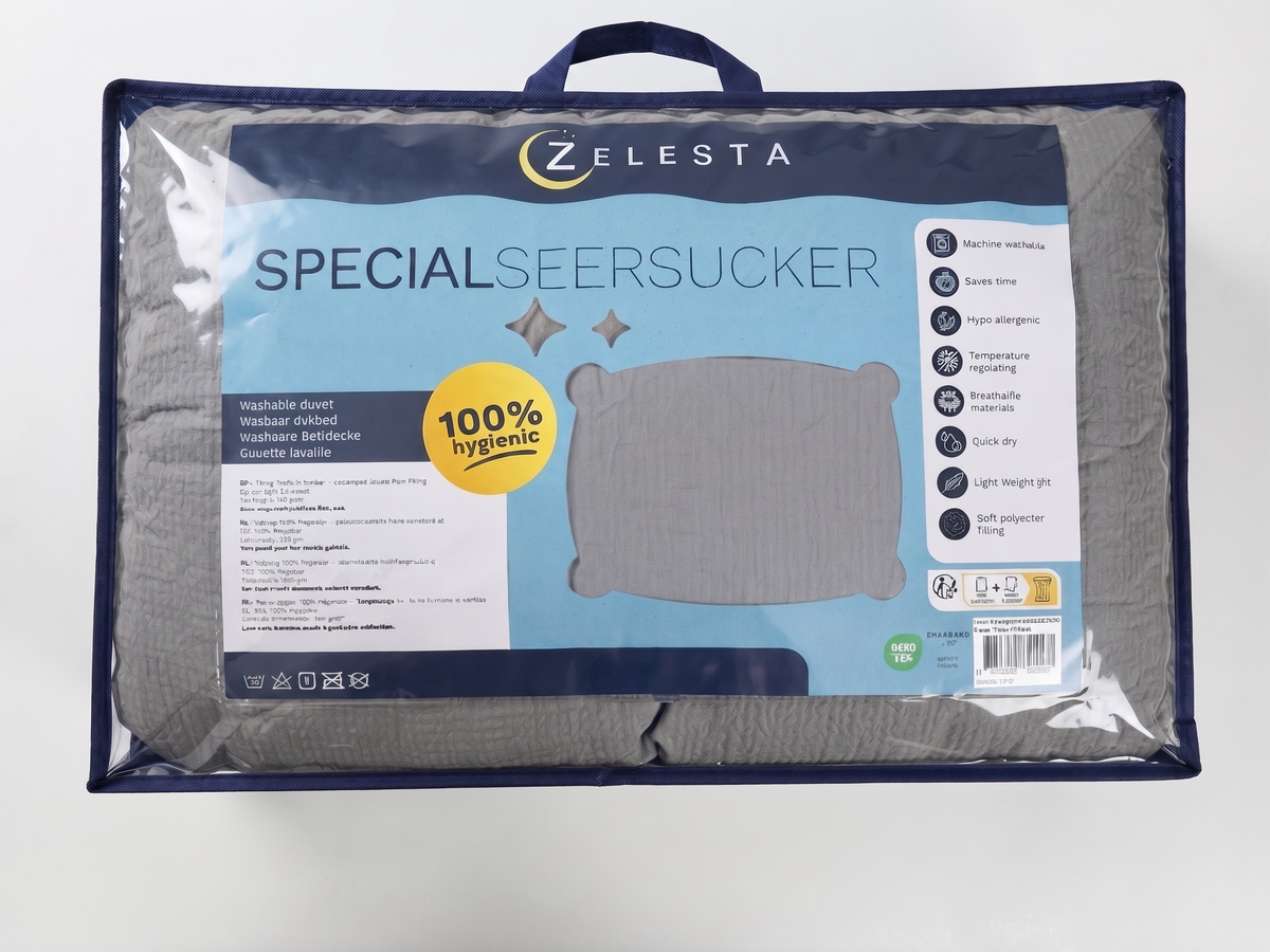 Zelesta Comfort Structure Seersucker Bettdecke - Taupe & Beige