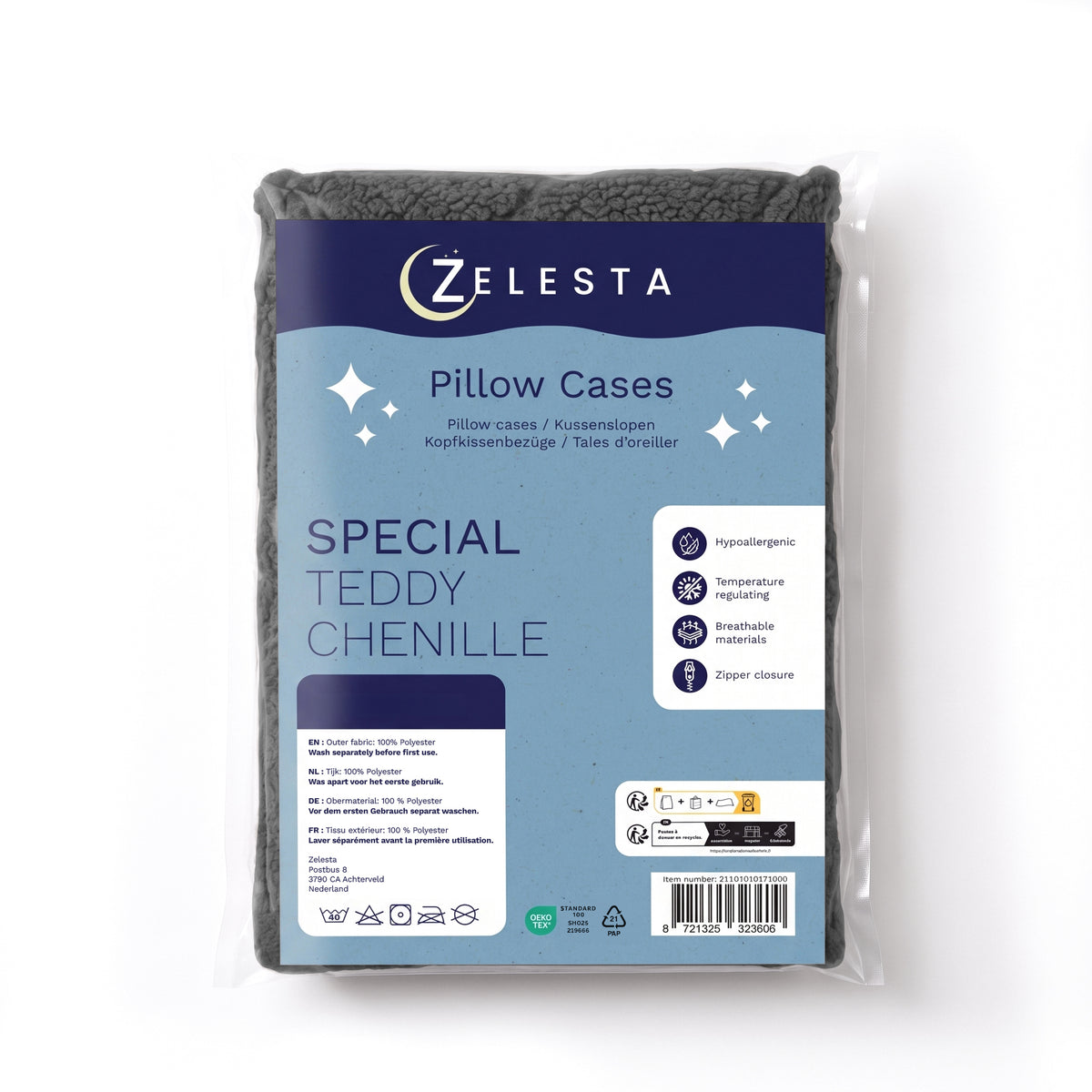 Zelesta Special Teddy Chenille Kissenbezüge Set Von 2 – Anthrazit