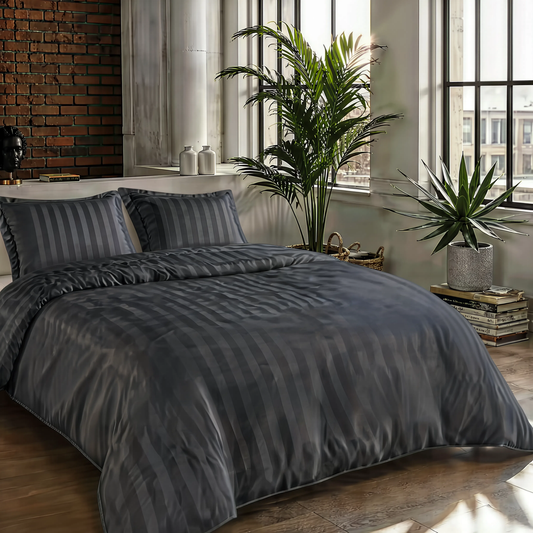 Zelesta Deluxe Hotel Stripe Satin Cotton Couette - Anthracite