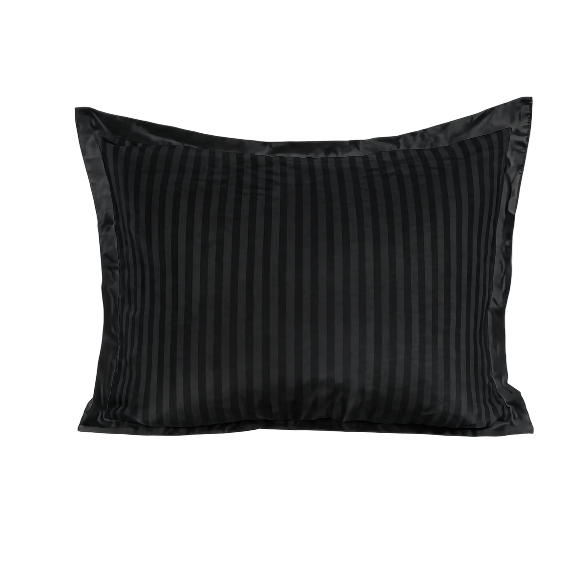 Zelesta Deluxe Hotel Stripe Satin Cotton Taies d'oreiller Lot de 2 - Noir