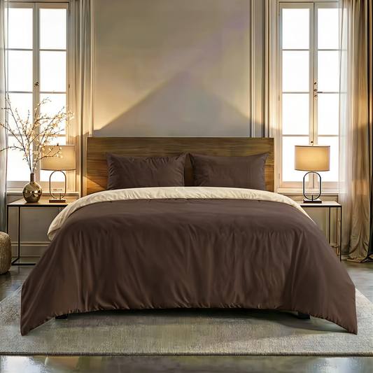 Zelesta Comfort Duo Nahtlose Bettdecke - Taupe & Braun