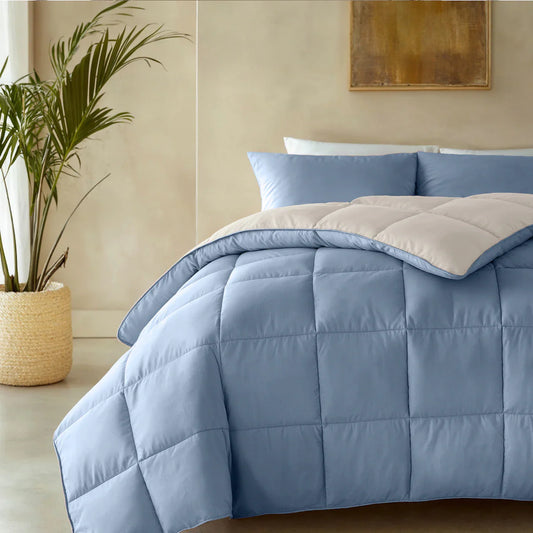 Zelesta Deluxe Duo Percale Katoenen Zomerdekbed - Droomblauw & Crème
