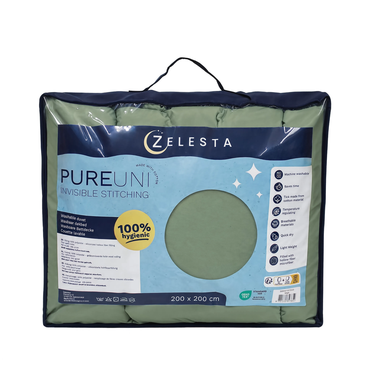 Zelesta Pure Uni Nahtlose Bettdecke aus Baumwolle - Lodengrün
