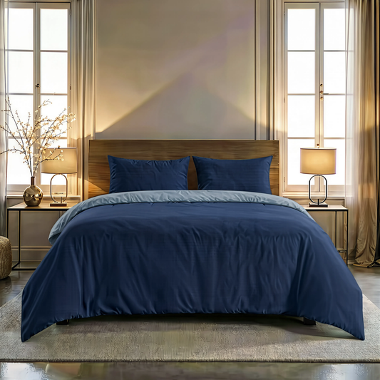 Zelesta Comfort Duo Nahtlose Bettdecke - Blau & Marineblau