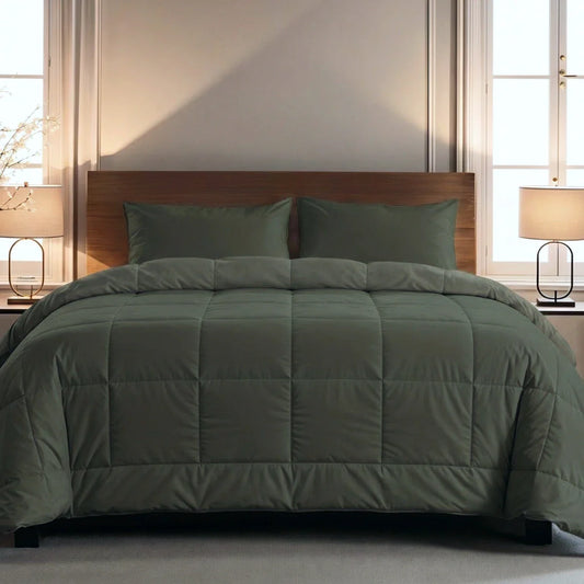 Zelesta Pure Uni katoenen zomerdekbed - Olijfzwart