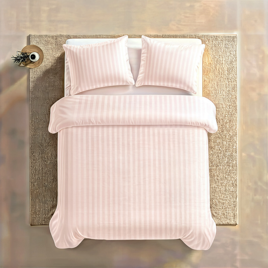 Zelesta Deluxe Hotel Stripe Satin Cotton Couette - Rose