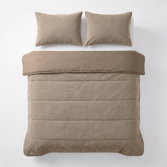 Zelesta Special Corduroy Cotton Taies d'oreiller Lot de 2 - Taupe