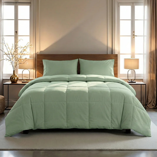 Couette Zelesta Pure Uni Cotton 4 saisons - Vert naturel