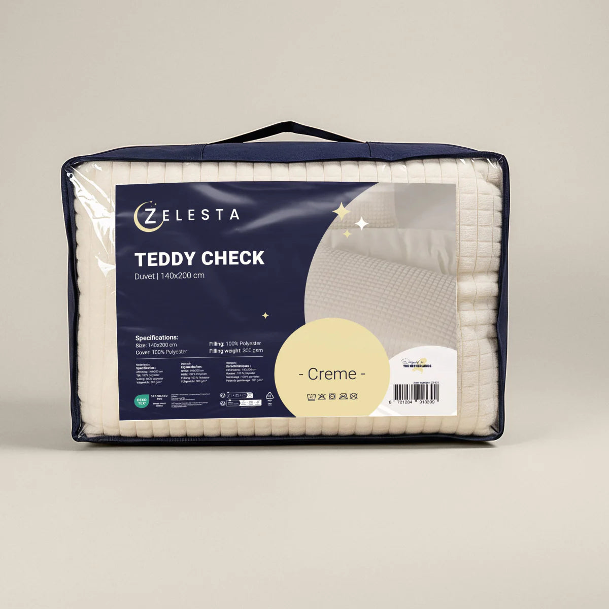 Couette à carreaux spéciale Zelesta Teddy - Crème