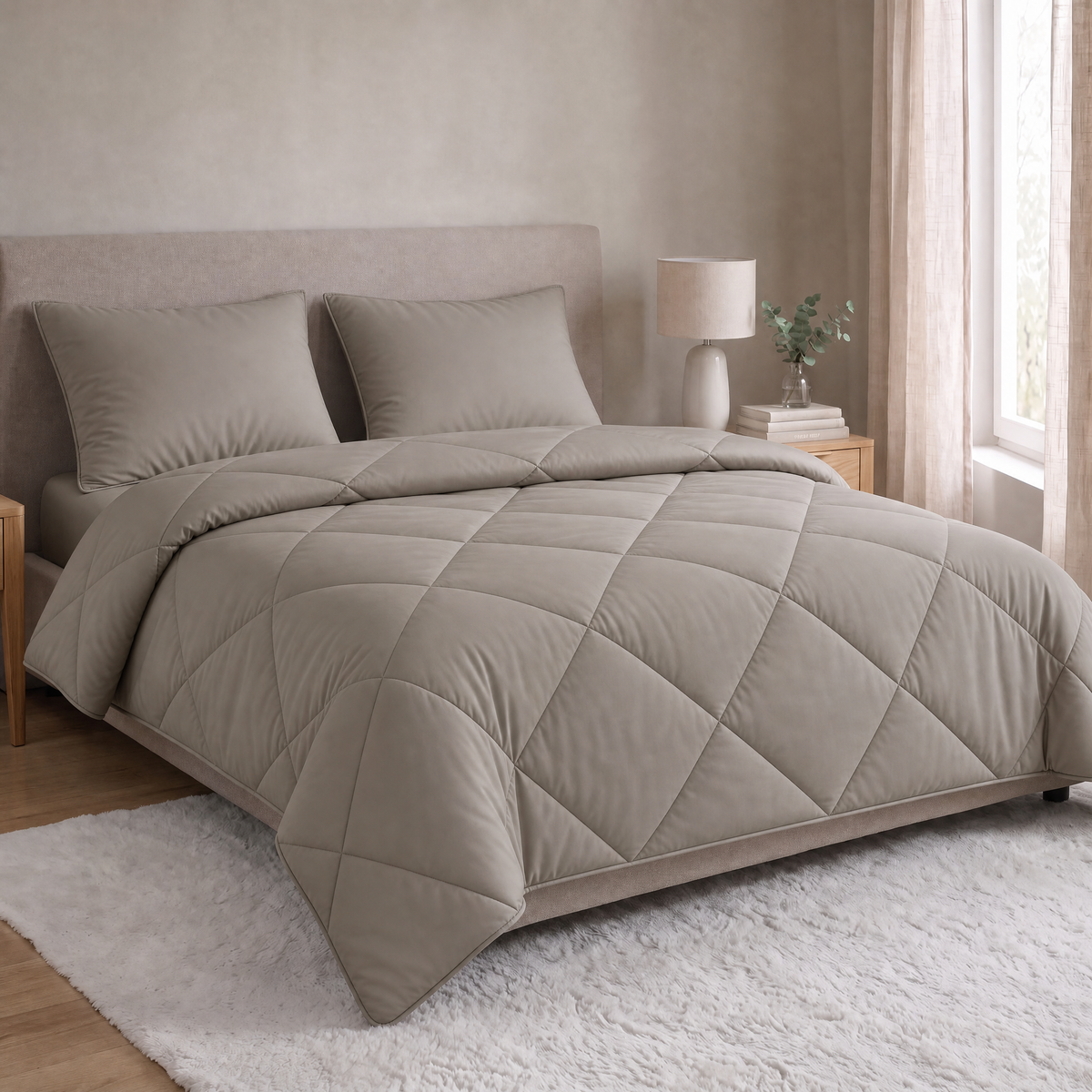 Zelesta Comfort Uni Diamond Pillowcases Set Of 2 - Sand Beige