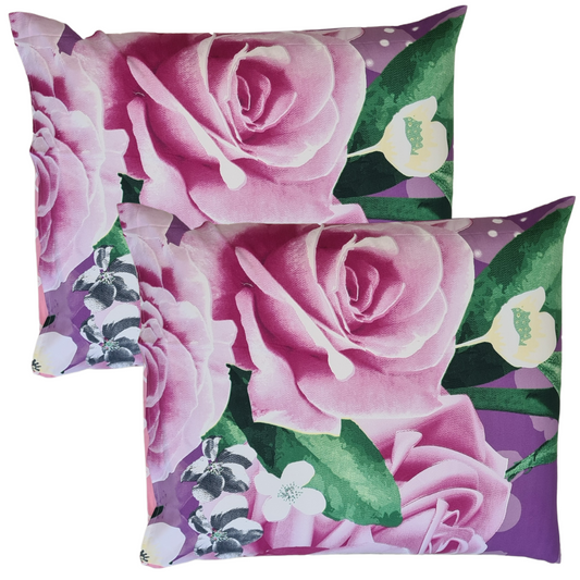 Zelesta Comfort Design Taie d'Oreiller Set de 2 - Purple Roses
