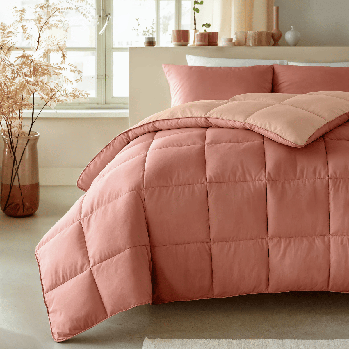 Couette Zelesta Deluxe Duo en coton percale - Saumon & Pêche