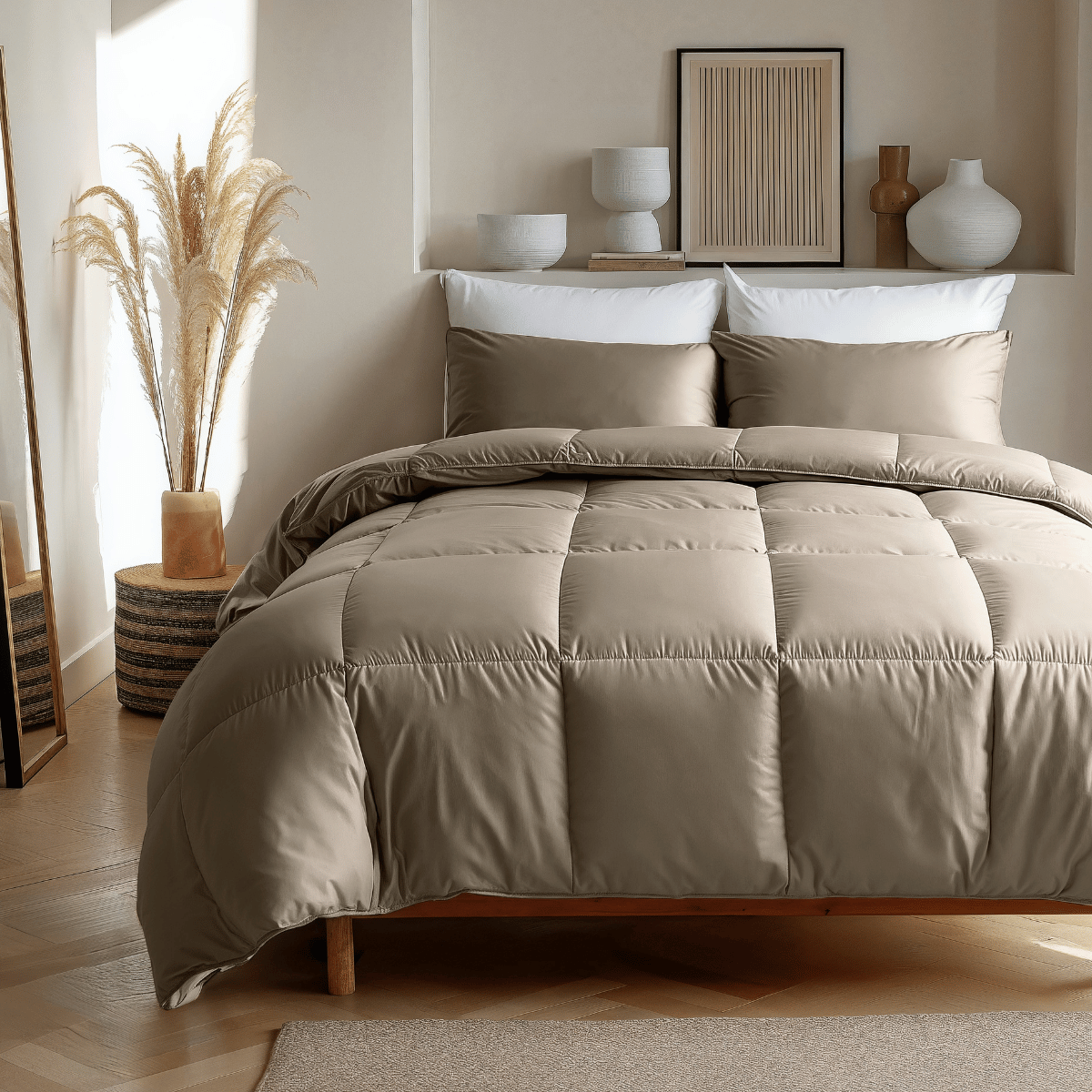 Couette Zelesta Deluxe Uni Satin Coton - Brun Noix