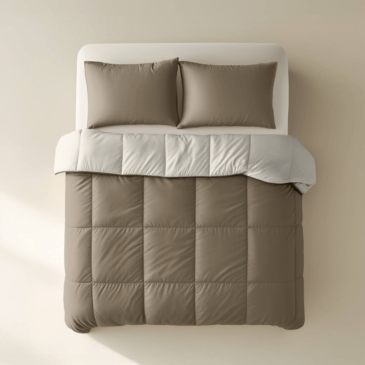 Couette Zelesta Deluxe Duo en coton percale - Taupe et crème