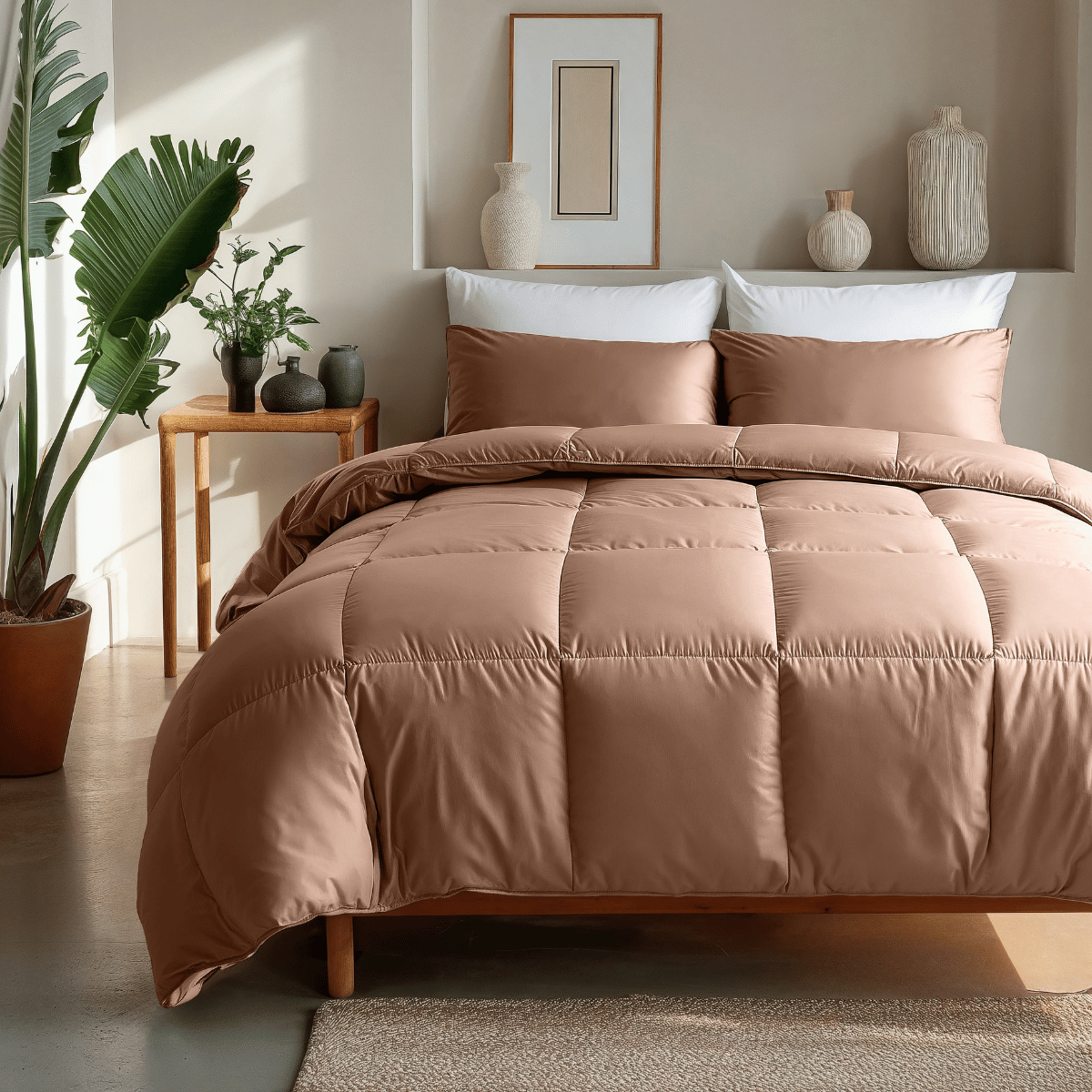 Couette Zelesta Deluxe Uni Satin Coton - Rouge Terre