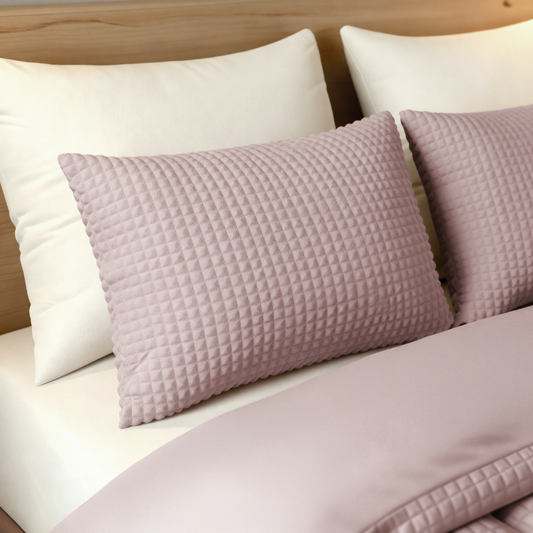 Ensemble de 2 taies d'oreiller Zelesta Special Teddy Check - Vieux rose