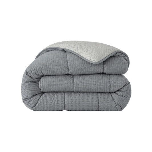 Zelesta Comfort Structure Seersucker Bettdecke - Grau & Hellgrau