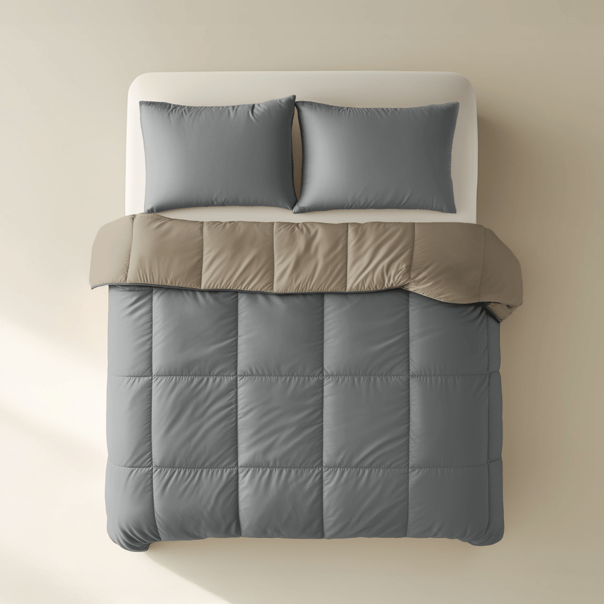 Couette Zelesta Deluxe Duo en coton percale - Anthracite & Taupe
