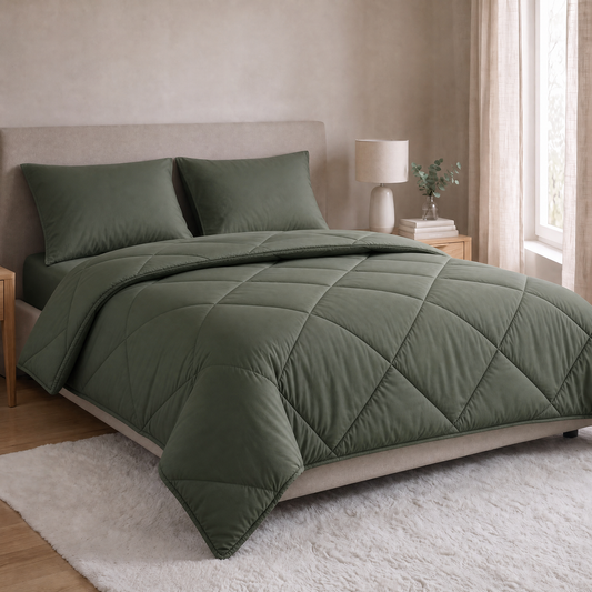 Zelesta Comfort Unie Diamant Taies d'Oreiller - Set de 2 - Vert