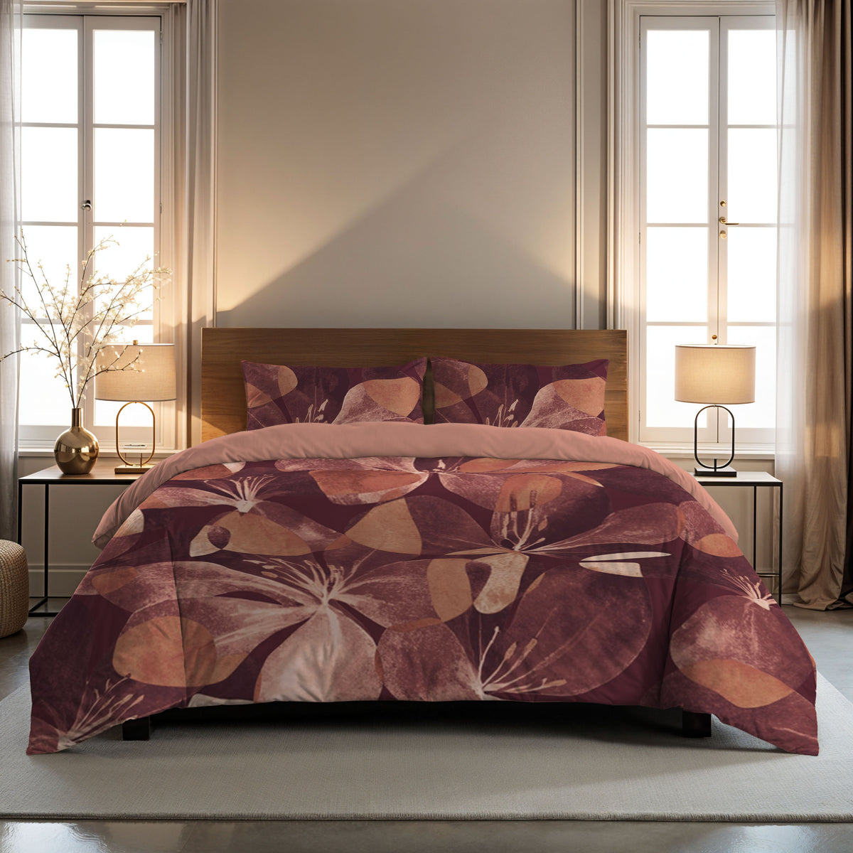 Couette Zelesta Comfort Design Sans Coutures - Oversized Flower Blush Red