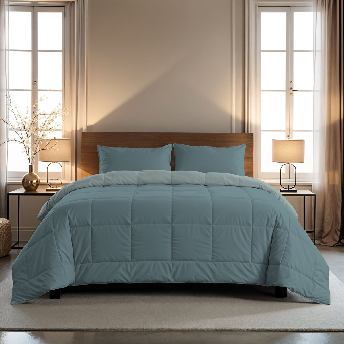 Zelesta Comfort Duo 4-Jahreszeiten Bettdecke - Blaugrün & Blau