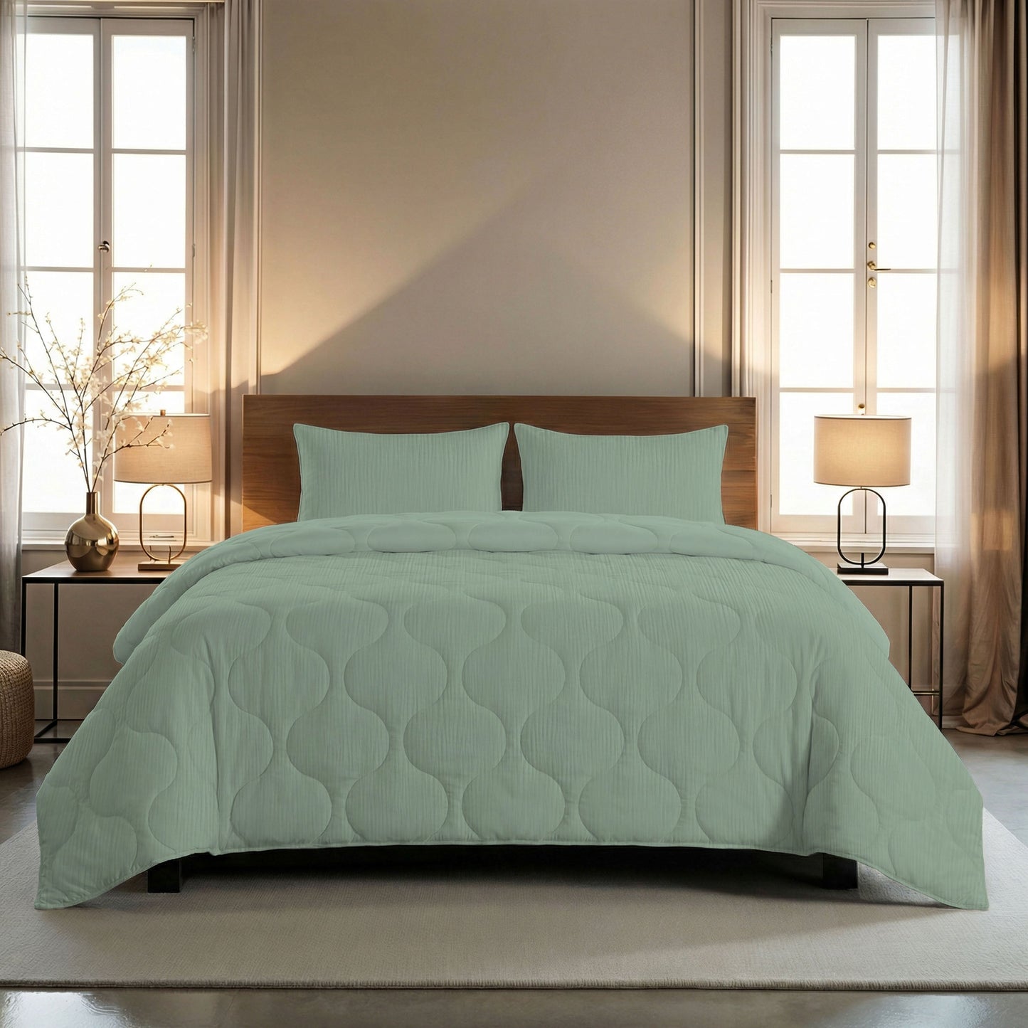 Couette d'été spéciale en mousseline Zelesta - Vert eucalyptus