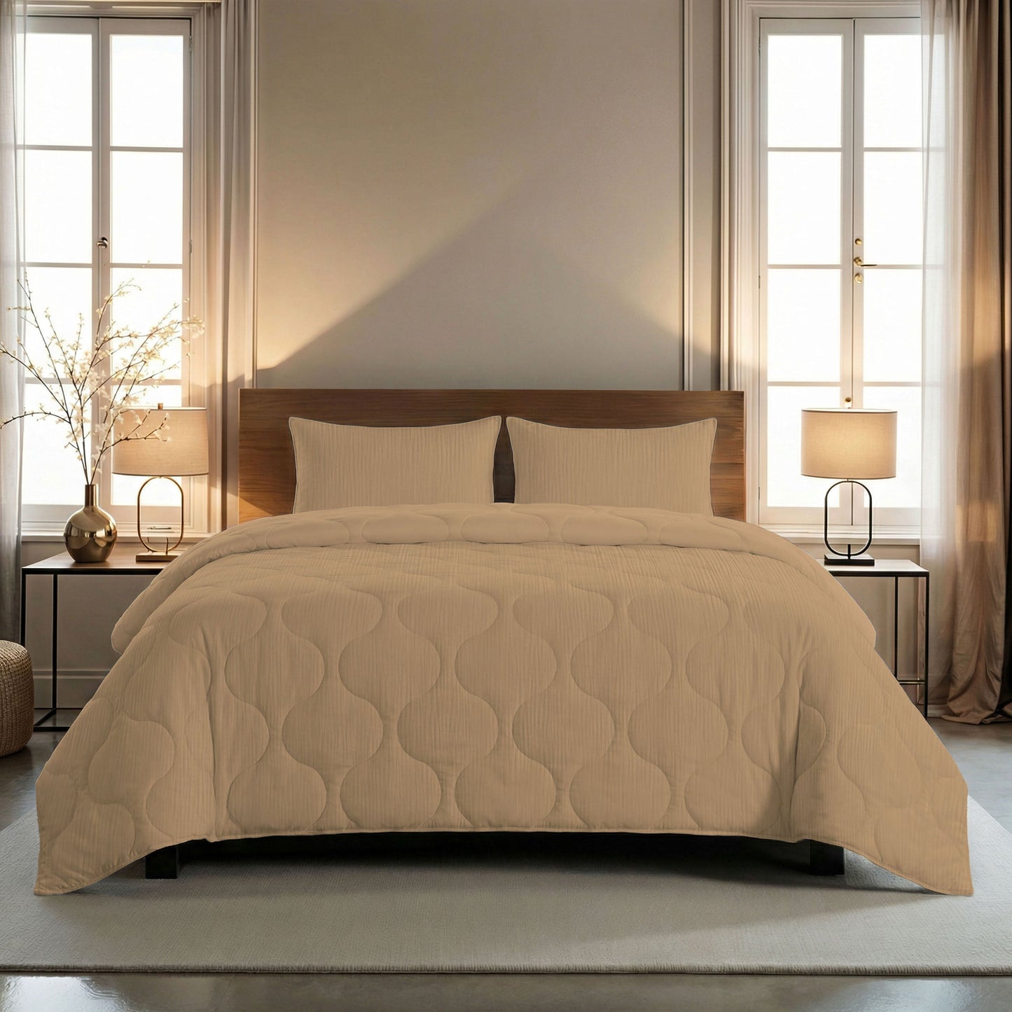 Couette d'été spéciale en mousseline Zelesta - Beige doux chaud