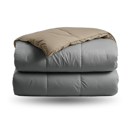 Couette Zelesta Deluxe Duo en coton percale - Anthracite & Taupe