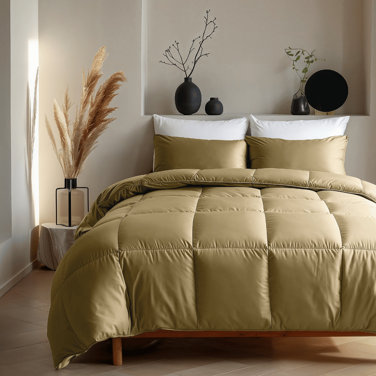 Couette Zelesta Deluxe Uni Satin Coton - Jaune Ocre