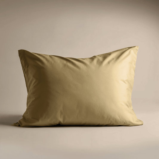 Zelesta Deluxe Uni Satin Coton Taie d'Oreiller Set de 2 - Jaune Ocre