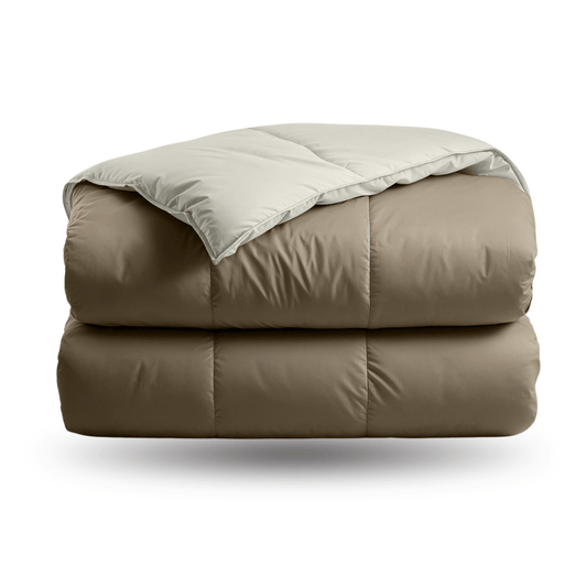 Couette Zelesta Deluxe Duo en coton percale - Taupe et crème