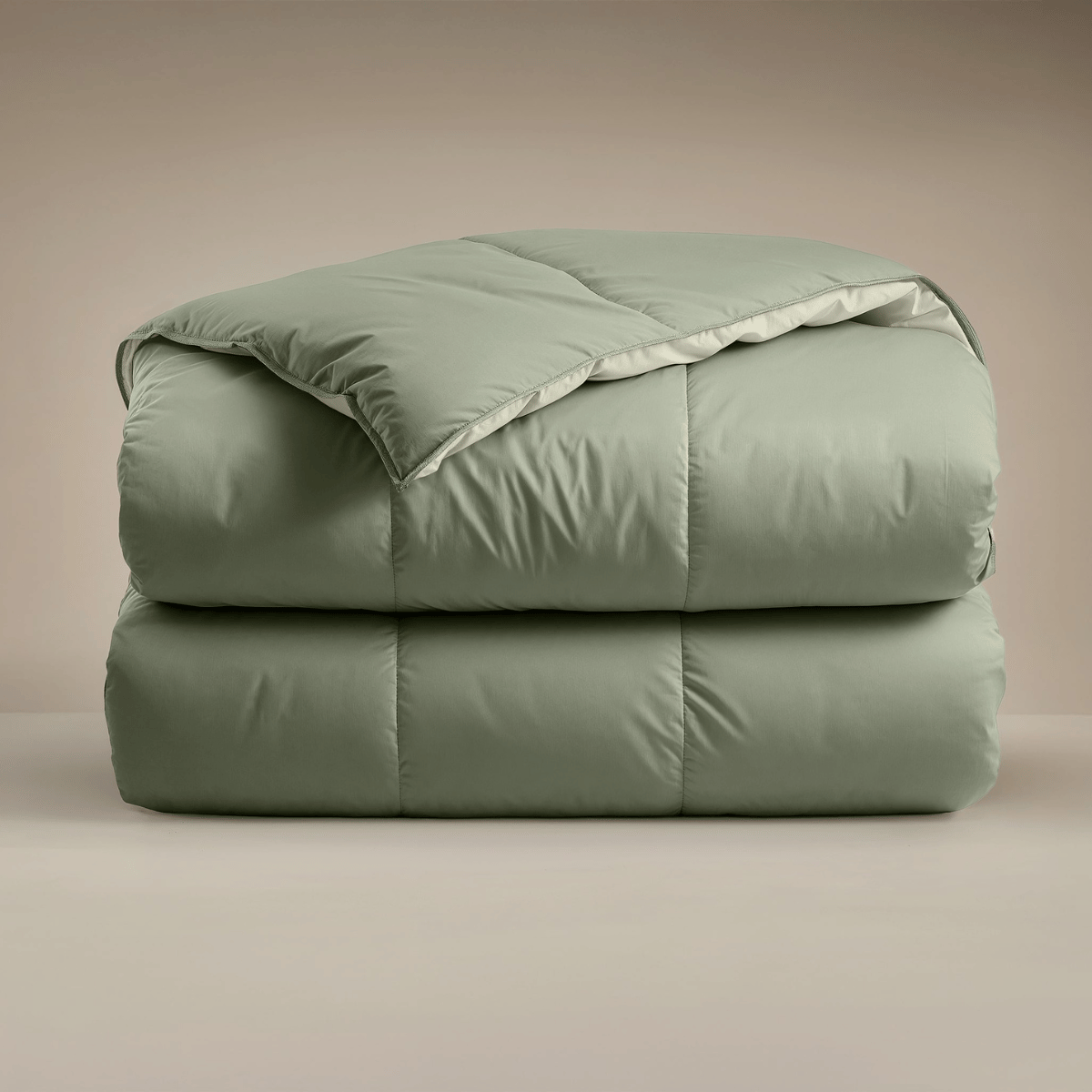 Couette Zelesta Deluxe Duo en coton percale - Vert olive et menthe