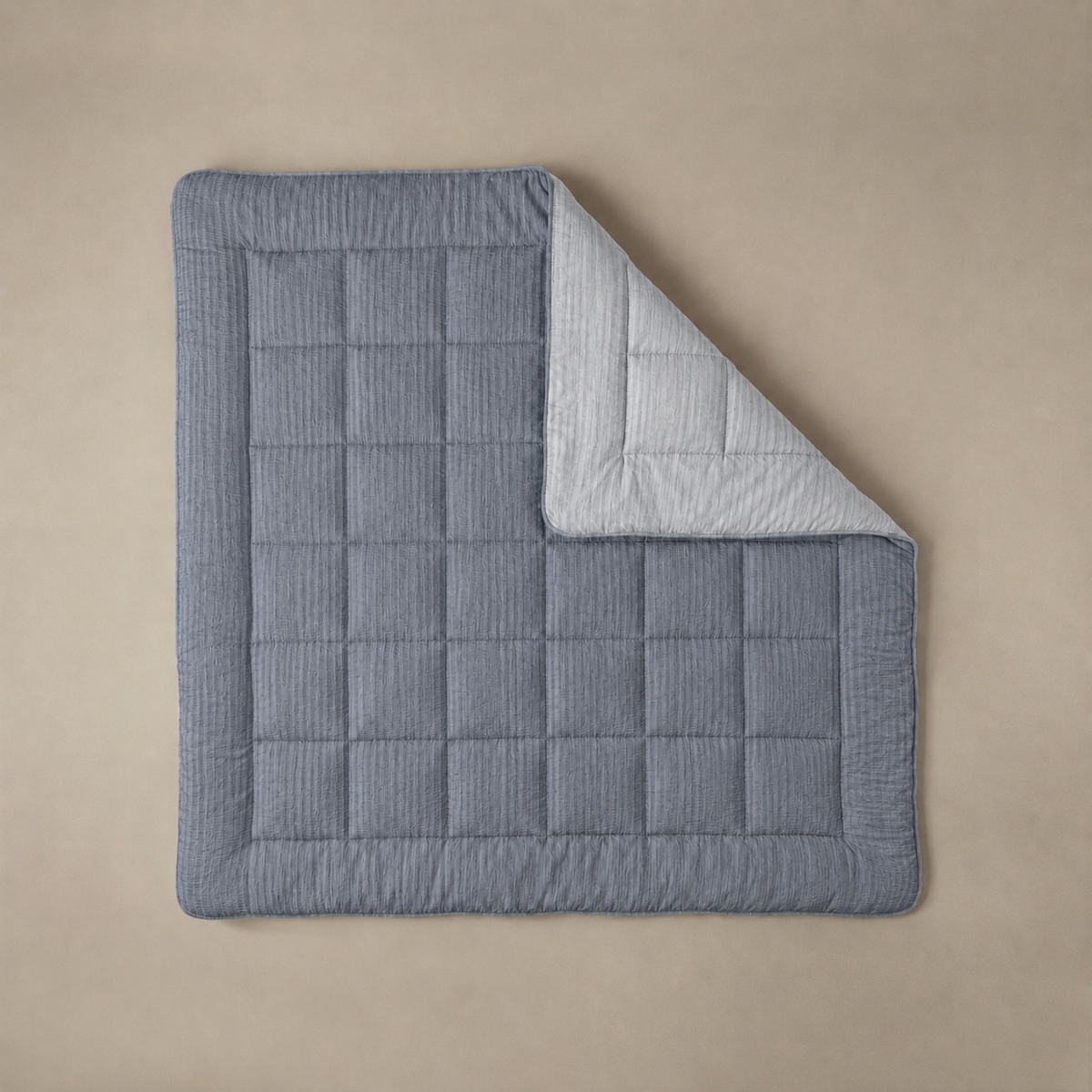Zelesta Comfort Structure Seersucker Bettdecke - Grau & Hellgrau