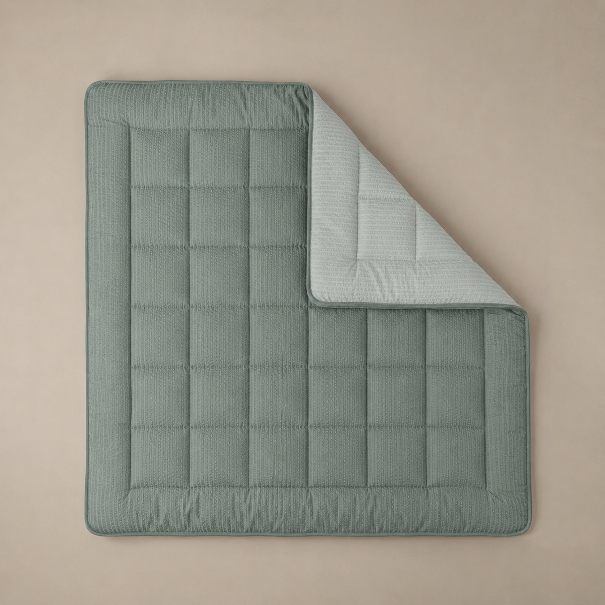 Zelesta Comfort Structure Seersucker Bettdecke - Dunkelgrün & Grün