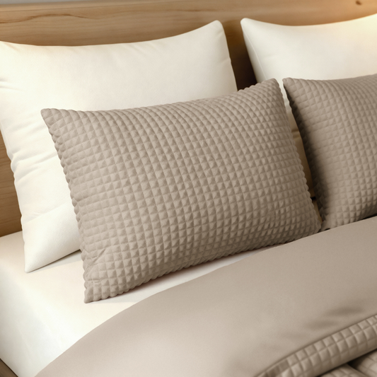 Ensemble de 2 taies d'oreiller Zelesta Special Teddy Check - Taupe