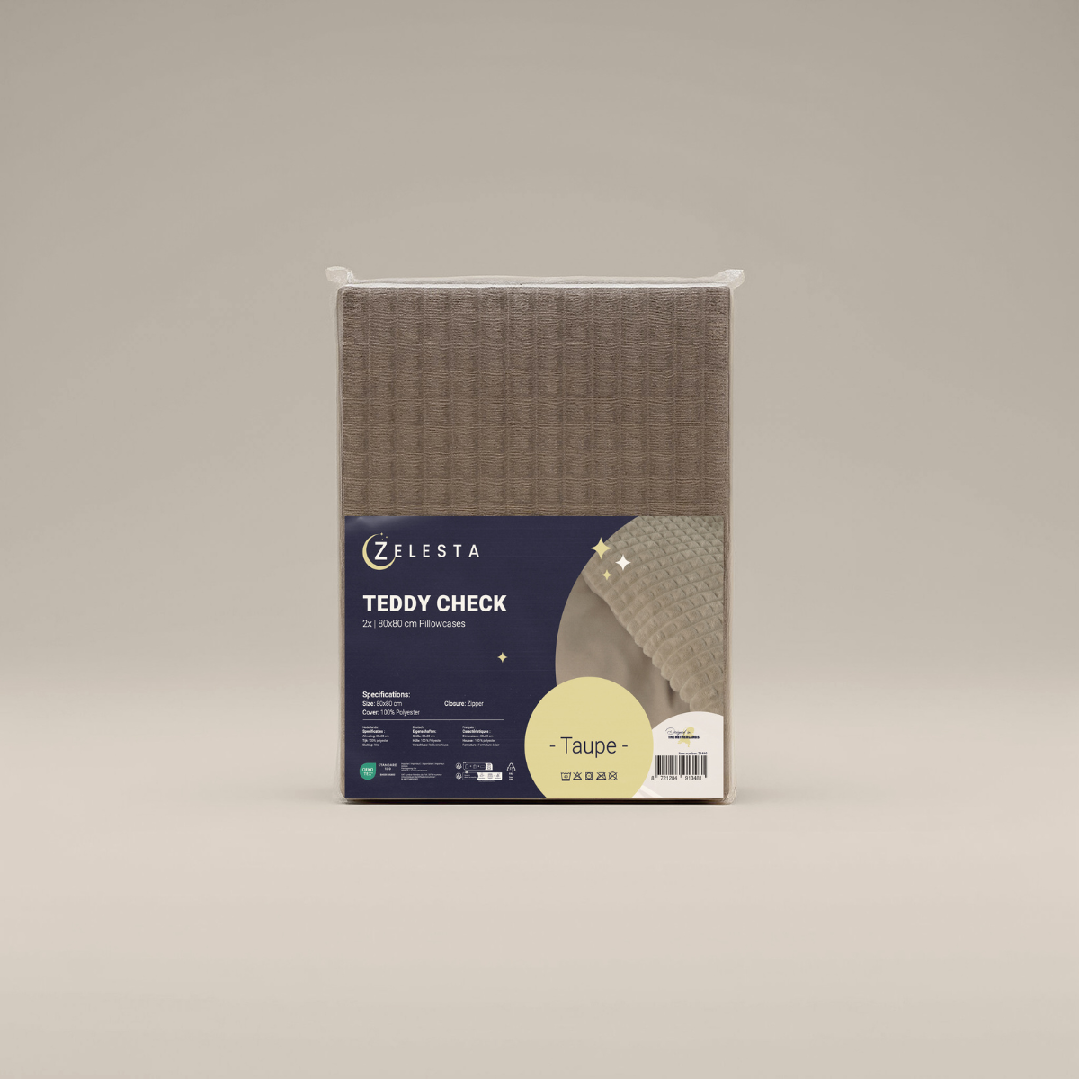 Ensemble de 2 taies d'oreiller Zelesta Special Teddy Check - Taupe