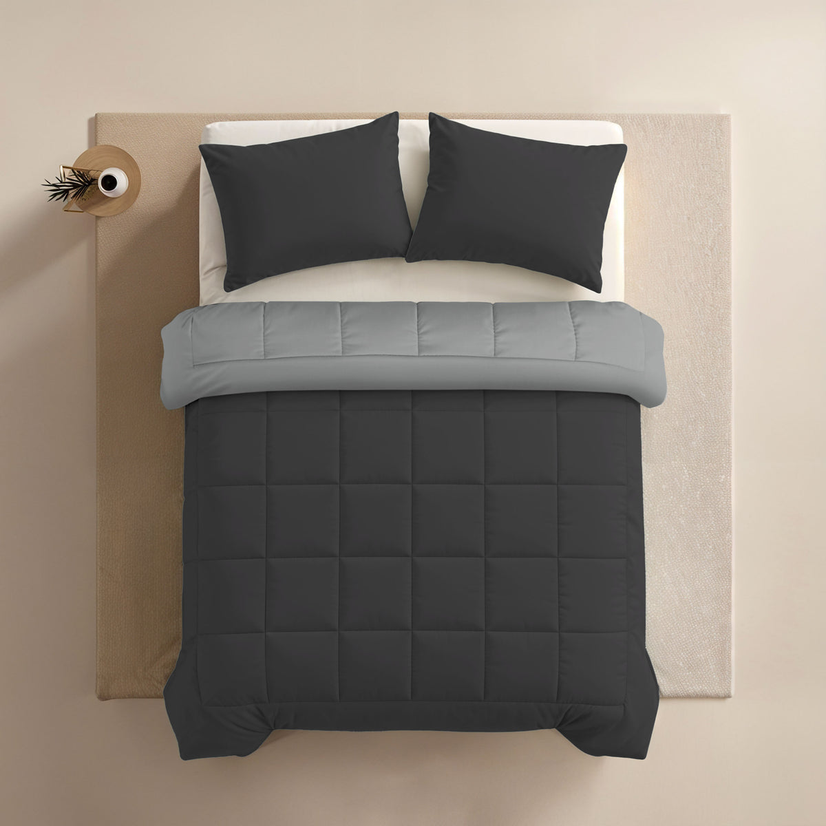 Zelesta Comfort Duo 4-Jahreszeiten Bettdecke - Schwarz & Grau