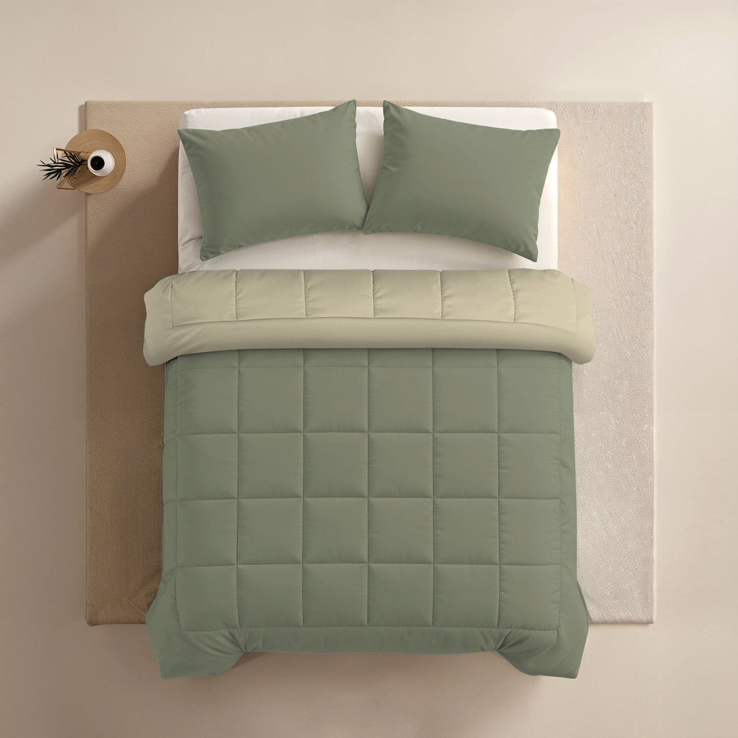 Couette Zelesta Comfort Duo - Vert Olive & Crème