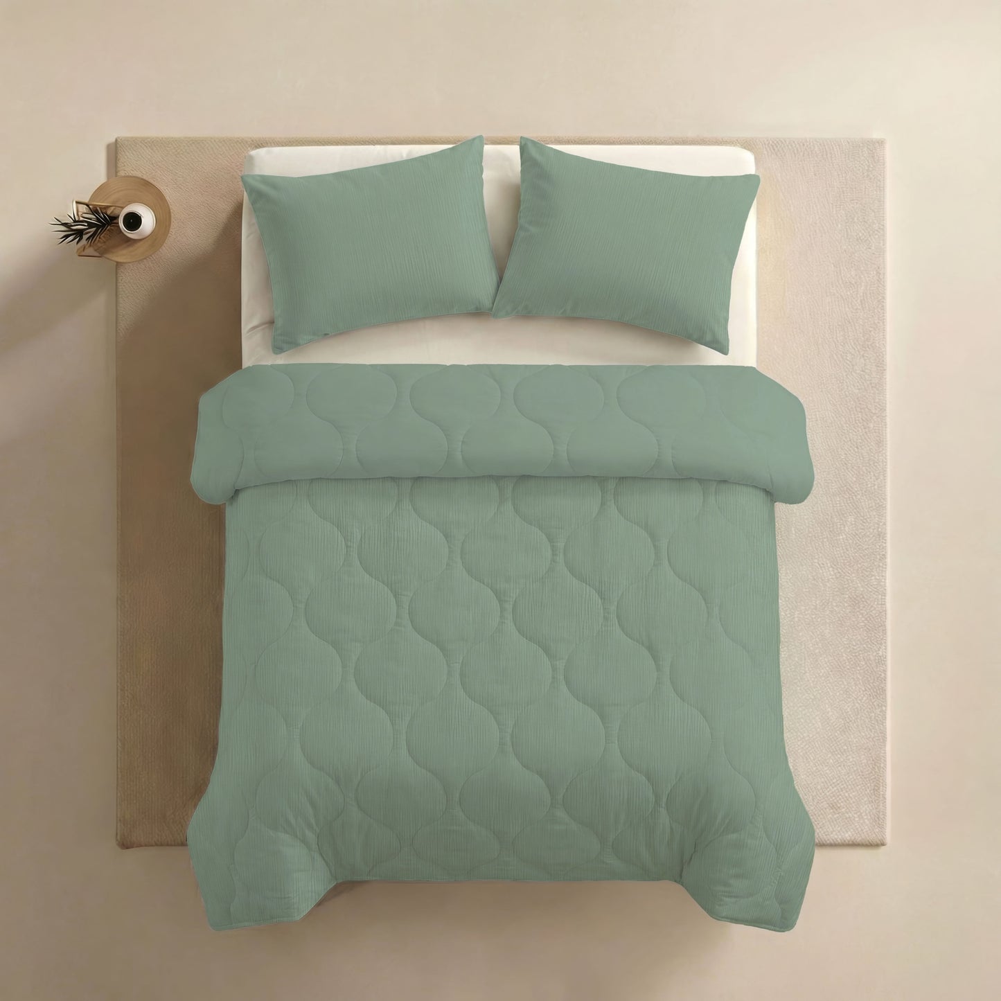 Couette d'été spéciale en mousseline Zelesta - Vert eucalyptus
