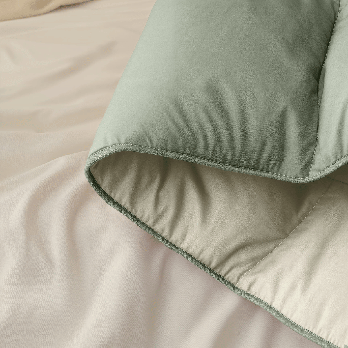 Couette Zelesta Deluxe Duo en coton percale - Vert olive et menthe