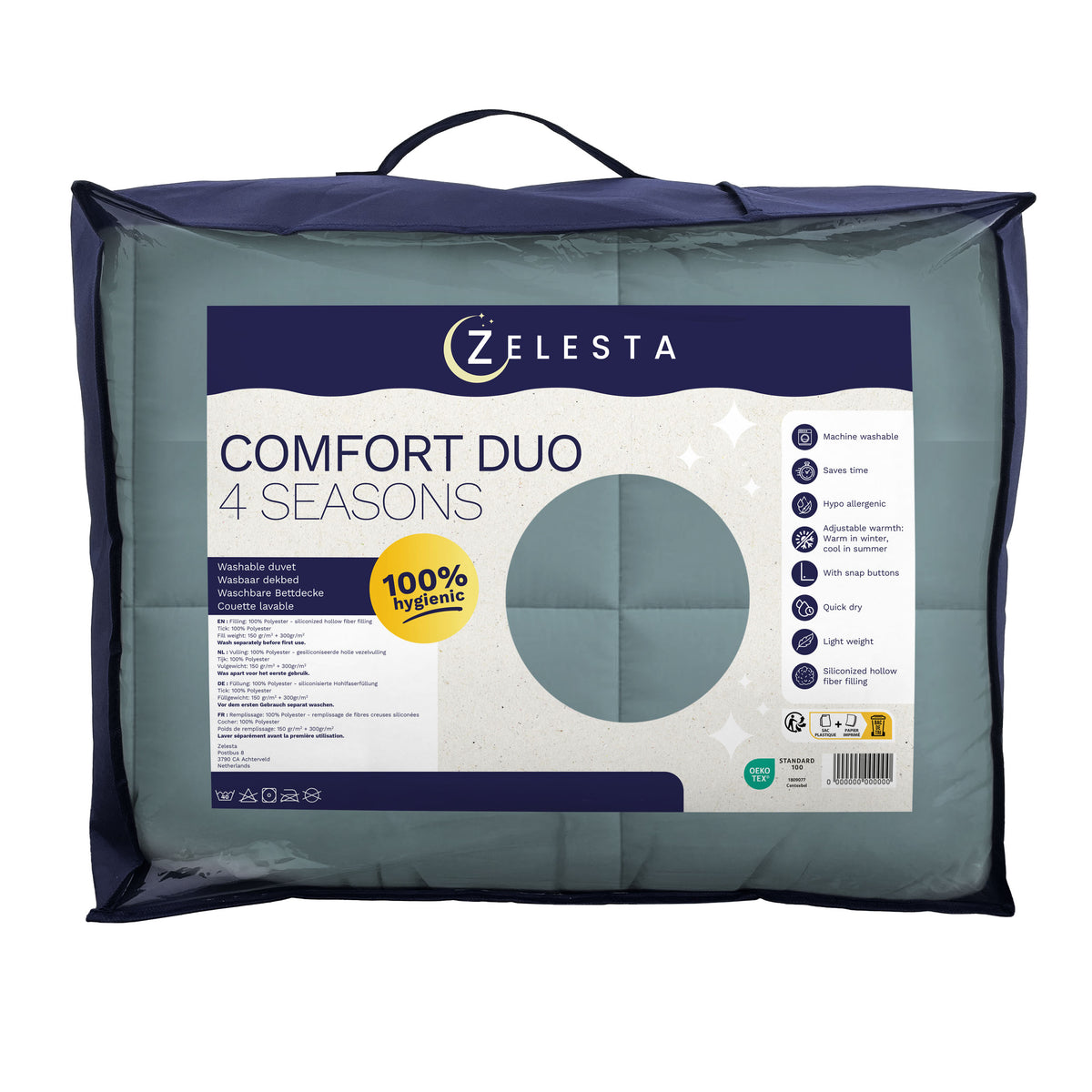Zelesta Comfort Duo 4-Jahreszeiten Bettdecke - Blaugrün & Blau