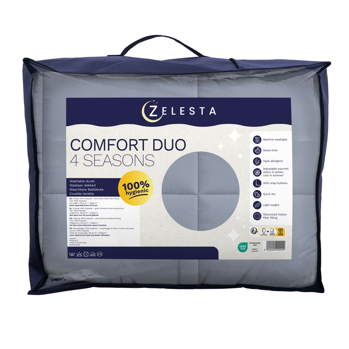 Zelesta Comfort Duo 4-Jahreszeiten Bettdecke - Blau & Hellblau