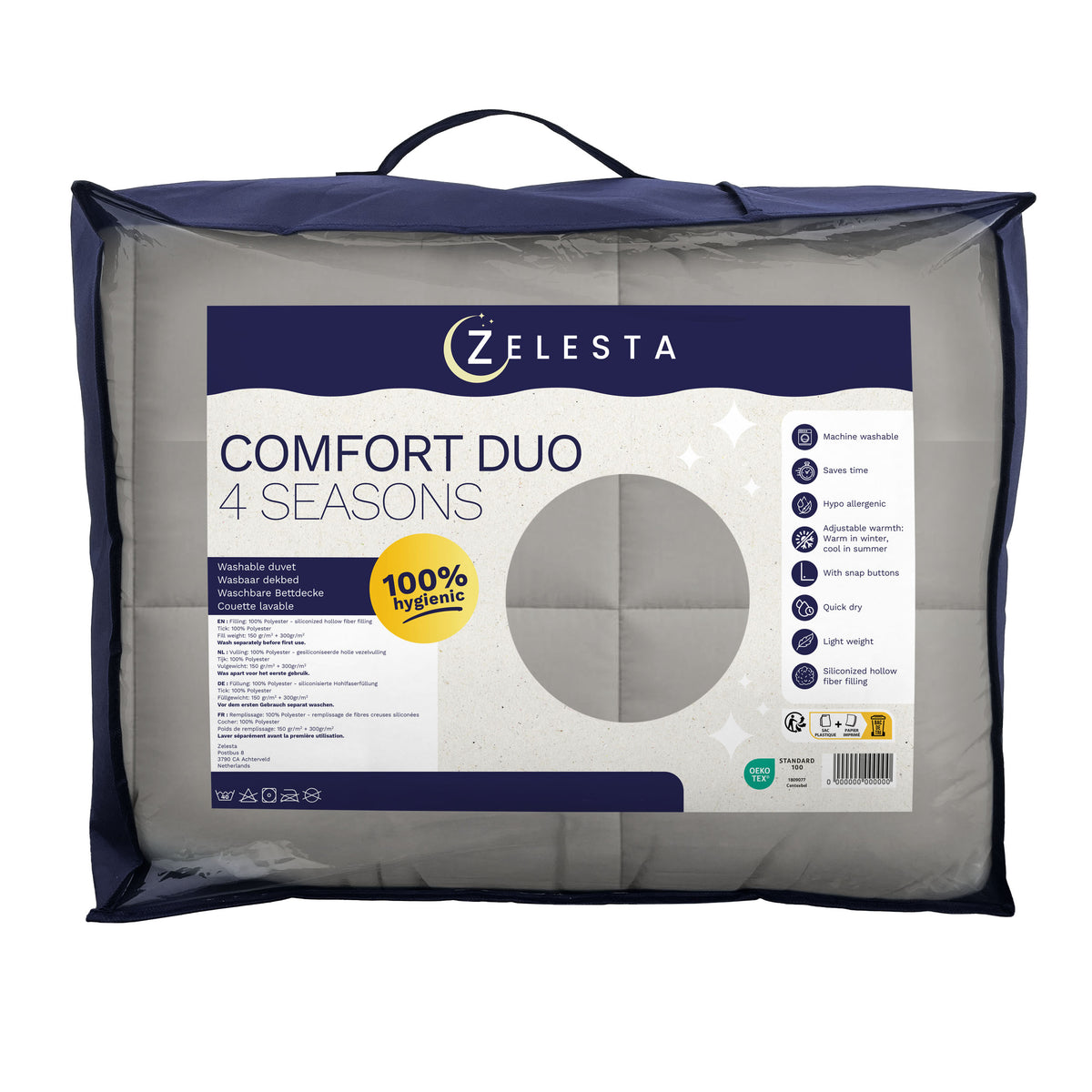 Zelesta Comfort Duo 4-Jahreszeiten Bettdecke - Grau & Sanftes Grau