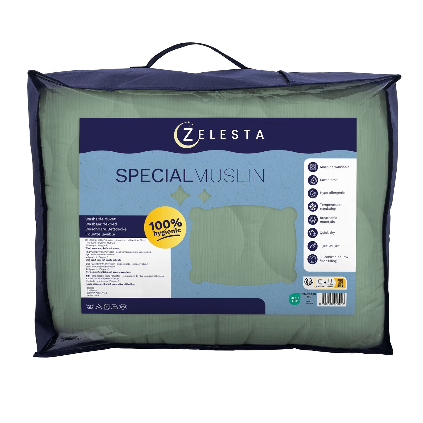 Couette d'été spéciale en mousseline Zelesta - Vert eucalyptus