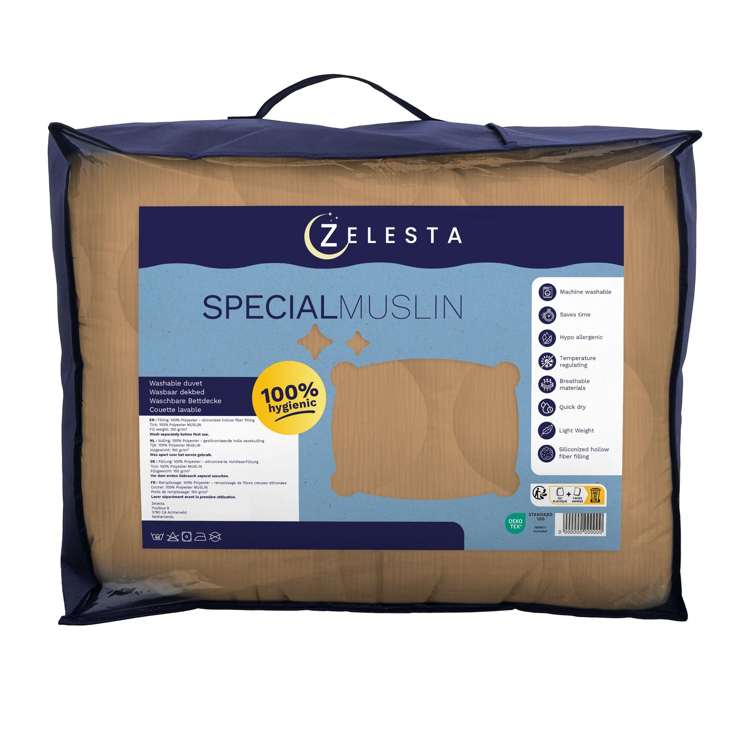 Couette d'été spéciale en mousseline Zelesta - Beige doux chaud